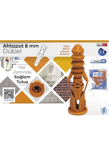 Made Özel Tasarım Ahtapot Dübel 8x50mm 100 Adet