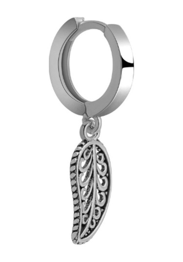 925 Ayar Gümüş El İşçiliği Telkari Yaprak Model Tekli Erkek Küpe Bymissmücevherat Gümüş