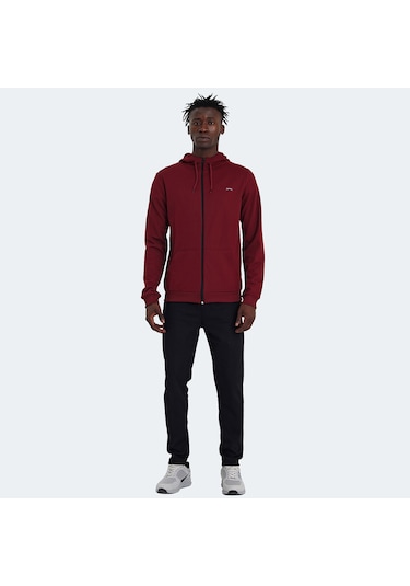 Slazenger RICH Erkek Fermuarlı Kapüşonlu Cepli Bordo Eşofman Takımı