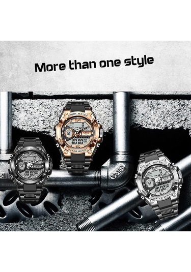 Lıge Yeni Spor Erkek Saatleri Top Marka Lüks Askeri Kuvars İzle Erkekler Su Geçirmez Gümüş&black