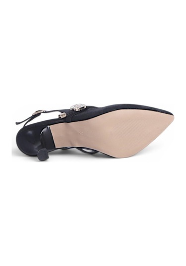 Ayakcenter Alens A9 Siyah Saten Kadın 9 Cm Topuklu Ayakkabı