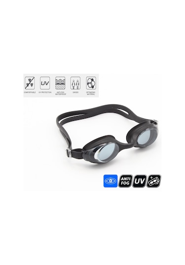 Yetişkin Yüzücü Deniz Gözlüğü Anti Fog Buğulanma Yapmaz Uv Koruma Siyah