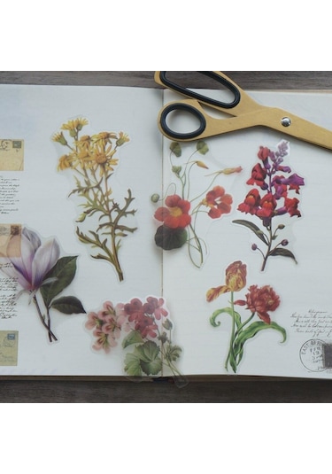 40 Adet Yağlıboya Çiçek Tarzı Şeffaf Etiket Scrapbooking Dıy Hediye Ambalaj Etiketi Hediye Dekorasyon Etiketi Diğer