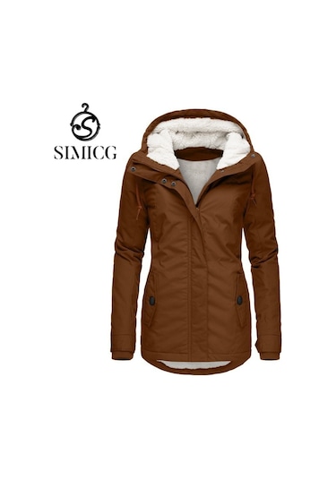 Yeni Kadın Düz Renk Polar Ceket Kahverengi Kahverengi