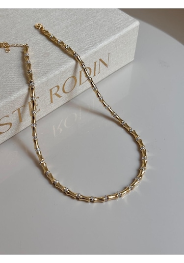 Gold Kalın Formlu Kadın Çelik Kolye Parlak Ve Şık Tasarım Altın