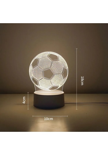 Neevoyu Futbol Desenli 3d Kalesi Gece Lambası - 3 Renkli Işıklı, Dokunmatik Kontrol, Usb Şarjlı, Çocuk Odası Dekorasyonu