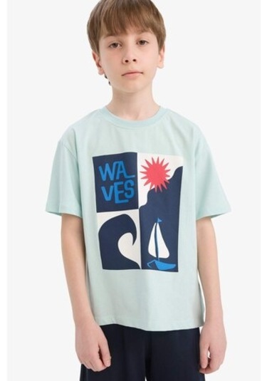 DeFacto Erkek Çocuk 2'li Takım Baskılı Kısa Kollu Tişört Şort F1228A825HSTR107 DeFacto Erkek Çocuk 2'li Takım Baskılı Kısa Kollu Tişört Şort F1228A825HSTR107