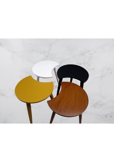 Zigon-Orta Sehpa Takım Hilal Model Parlak Çok Renkli Kayın Torna