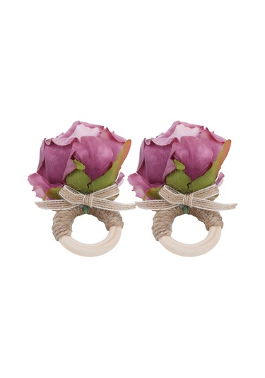 Springsun 2 Adet Mor Simülasyon Çiçekli Servis Peçete Kalkanı - Çiçek Desenli Masa Dekorasyon Aksesuarı Cjk-6620