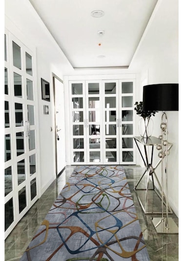 Multi Gri Kaymaz Tabanlı Kesme Yolluk Koridor Mutfak Salon Halısı