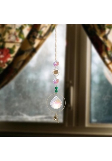 Lijinxu Magideal Kristal Asılı Güneş Kolye Işık Alıcı Ev Dekorasyonu Yeşil