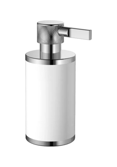 Lal Sıvı Sabunluk, Kare, Tezgah Üstü - Beyaz/krom Beyaz