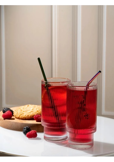 Purecrystal 6 Parça Yüksek Yüksek Cam Bardak Seti - Su Ve Meyve Suyu İçin 340750804 Beyaz