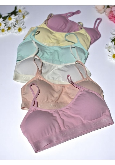 Kız Genç İp Askılı Pedli Yarım Atlet Büstiyer 3'lü Alıştırma Sütyeni Karışık