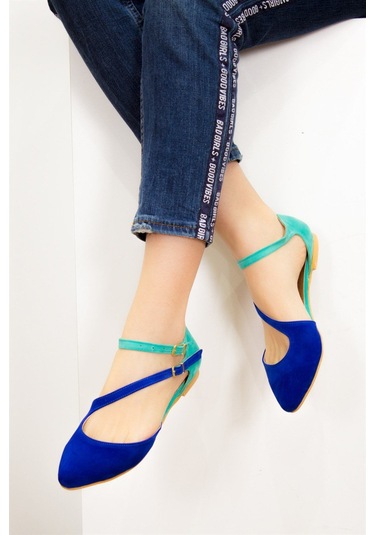 Fox Shoes Saks Mavi/su Yeşili Kadın Babet D726016902 Saks Mavi - Su Yeşili