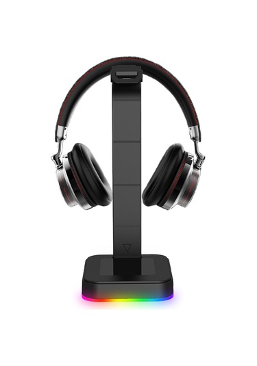 Sones Rgbd9 Rgb Kulaklık Standı Renk Değiştiren Oyuncu Kulaklığı Standı Çift Usb Bağlantı Noktalı Oyuncu Kulaklığı Ekran Standı Siyah