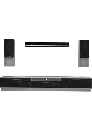 Decoraktiv Trendstyle 270da Mdf Tv Ünitesi Tv Sehpası Beyaz - Siyah Mermer
