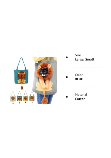 Qingmipy Sevimli Aslan Şekilli Taşınabilir Kedi Ve Köpek Taşıma Çantası - Nefes Alabilir Kumaş