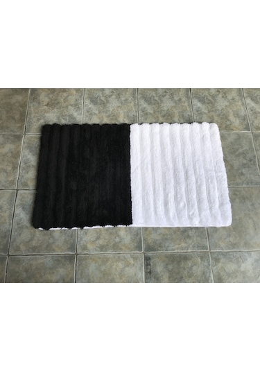 Home Butik Banyo Paspası 60x100 CM Beyaz - Siyah