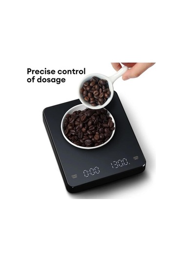 Novahub Zamanlayıcı Dijital Kahve Terazisi, Led Ekran, Espresso, 3 Kg Maks. Ağırlık, 0.1 G Hassasiyet, Usb Şarj, Mutfak Terazisi Siyah
