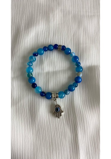Özel Tasarım Mavi Akik Bileklik Mavi