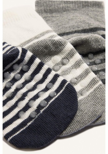 Defacto Erkek Bebek Kaydırmaz Taban 3lü Pamuklu Uzun Çorap F6707a5nskr1 Çok Renkli