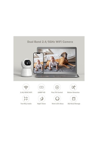 Bosphorusboutique Wifi Sistemi Monit Mekan Maiyame Kamerası Kablosuz Ip İç Hayvan Güvenlik Evcil Ev Cctv Bebek 1080p Al