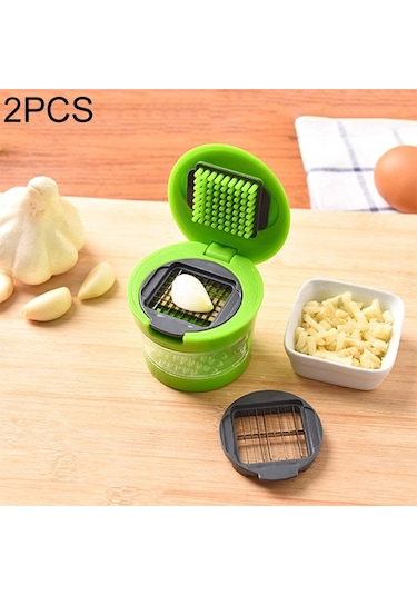 2 Adet Mini Mutfak Aracı Sebze Sarımsak Manuel Dilimleme Yeşil