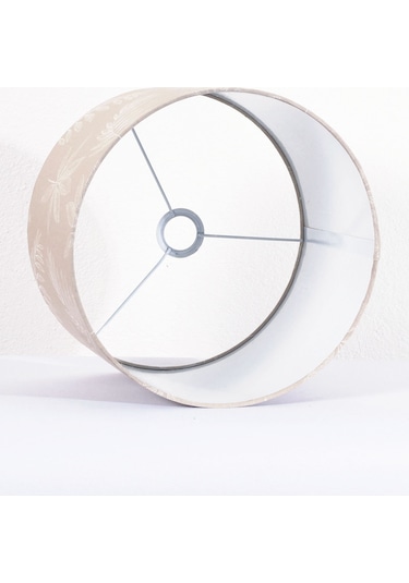 Desenli Başlıklı El Yapımı Simli Beyaz İp Abajur Beyaz