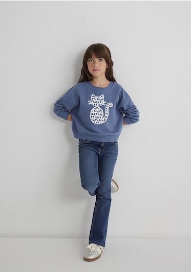 Mavi - Mavi Kedi Baskılı Mavi Sweatshhirt 7s10133-86702 Mavi