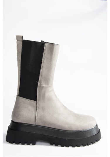 Fox Shoes  Gri Süet Kadın Bot J267063102 Gri