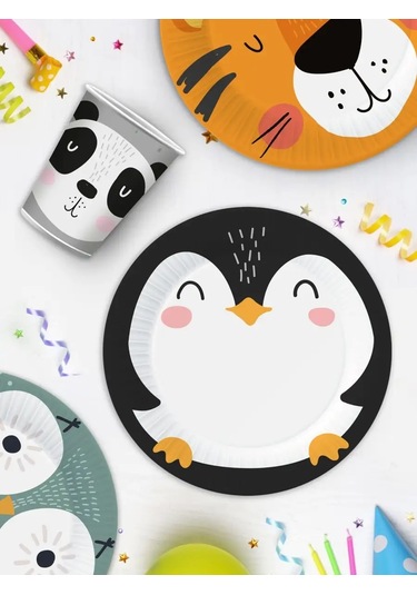 Nd Plej Tek Kullanımlık Tabaklar-bardaklar - Happy Zoo, Hayvanlar 74662867 30