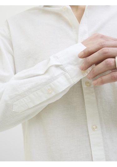 Jack & Jones Slim Kalip Keten Karışımlı Gömlek - 12268964 White