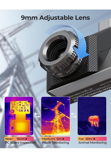 Topdon Ts001 256x192 Ir Çözünürlüklü Termal Kamera Android İçin 9mm Ayarlanabilir Odaklı Lensli