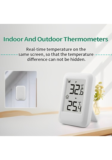 Geeroyoo Ts - Ft0401 Kablosuz Yüksek Hassasiyetli Tek Sürüklemeli Ev İç Ve Dış Mekan Sıcaklık Sensörü, Asılabilir Veya Dik Olarak Yerleştirilebilir