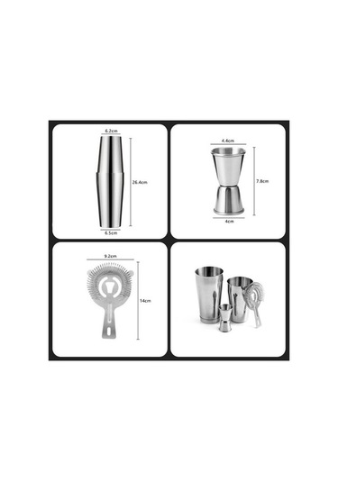 Maoyaya Lichen 4 Parça Paslanmaz Çelik Mikser Seti, Bar & Kokteyl Hazırlama Seti