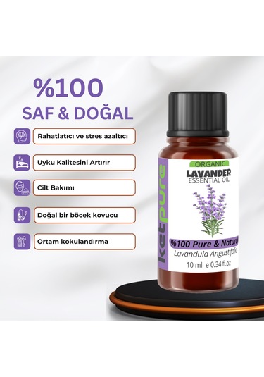 Ketpure Organik İçerikli Lavanta Uçucu Yağı Lavandula Angustifolia 10 ML