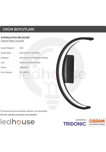Crescent Dekoratif Duvar Aplik Hilal Model Led Linear Aydınlatma