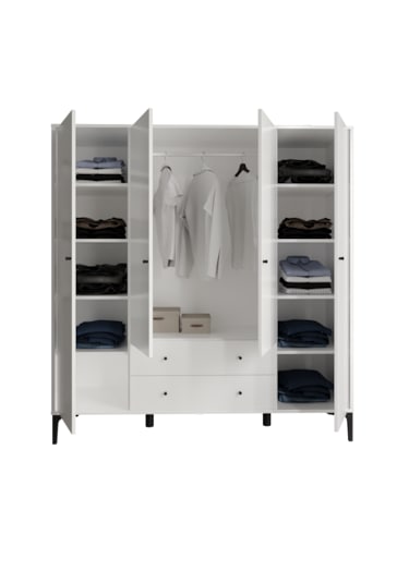 Focus White 4 Kapaklı,2 Çekmeceli Dolap/gardırop %100mdf