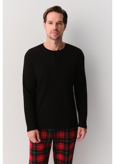 Suwen Carter Erkek Pijama Takımı Sh26302660957 Kırmızı Ekoseli