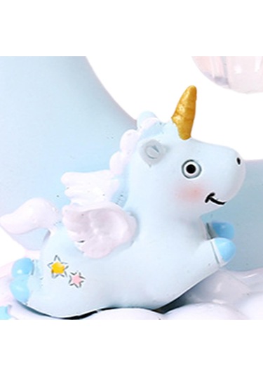 Homyl Unicorn Ay Gece Lambası Karikatür Led Yatak Odası Ev Mavi Çok Renkli