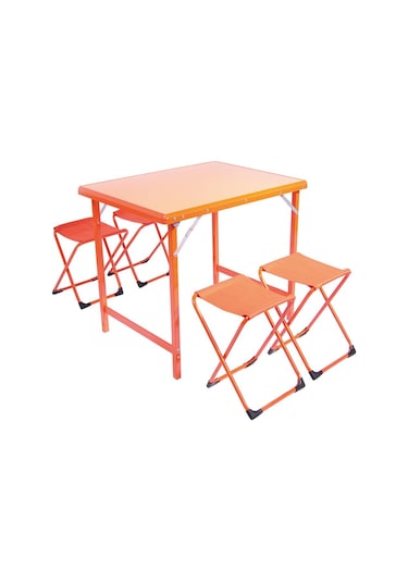 Andoutdoor French 4 Masa ve Sandalye Seti-Turuncu