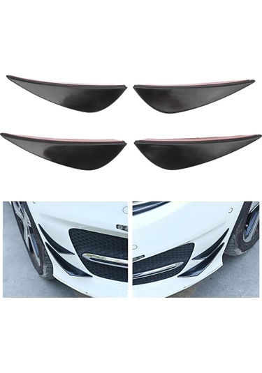 Lemestar Araba Ön Tampon Hava Bıçağı - Pvc Dayanıklı Spoiler - Rüzgar Direncini Azaltır - Genel Uyumlu Parlak Siyah