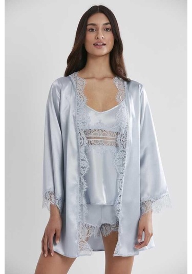 Pierre Cardin Saten Mist 3lü Kimono Şort Takımı 2490 001