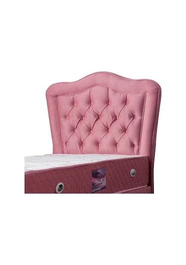 Setaymobilya Baza, Camelli Pembe Tek Kişilik Baza + Başlık + Ortopedik Yatak
