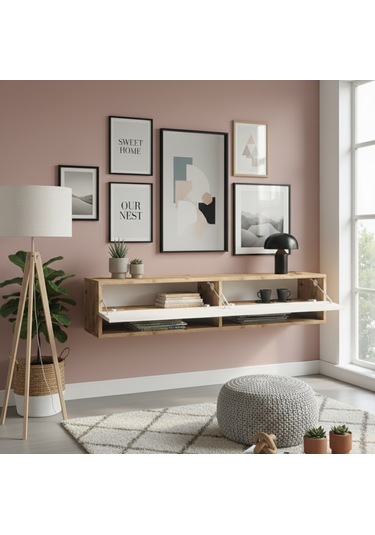 Robin Home Lia Dresuar Duvara Monte Antre Hol 140cm Çam- Beyaz Beyaz