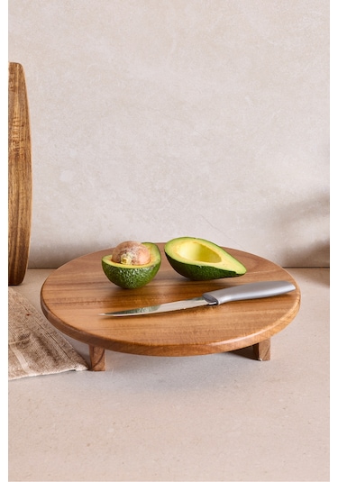 Akasya Yuvarlak Ayaklı Doğrama Tahtası 30 Cm Kahverengı Kahverengi