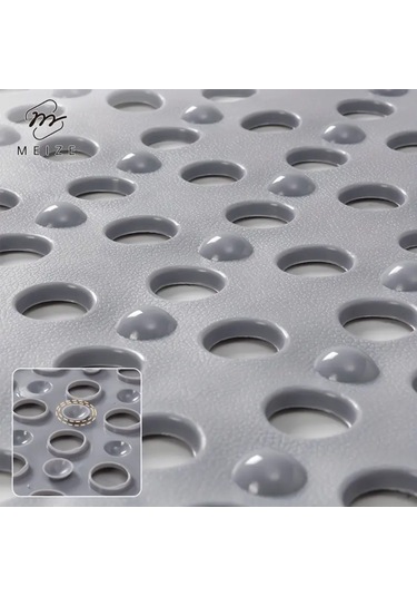 36x66 Cm Kaymaz Vantuzlu Duş Ve Banyo Zemin Matı Su Geçirmez, Güvenli Kaydırmaz Mat Antrasit