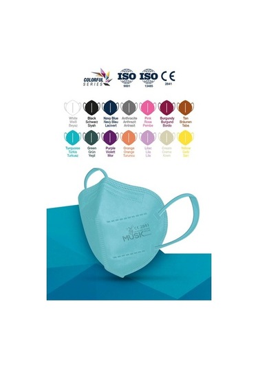 Musk Ffp2 Maske Turkuaz Renk 10 Adet