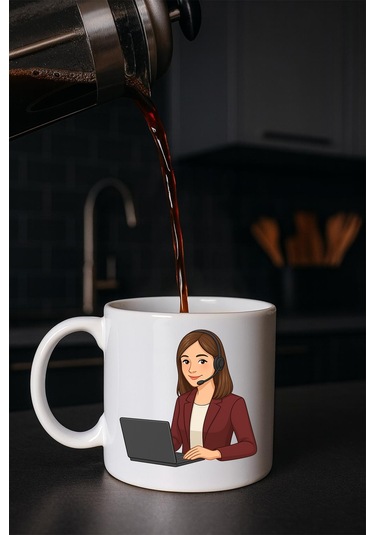 Meslek Baskılı Kupa Kadın Müşteri Temsilcisi